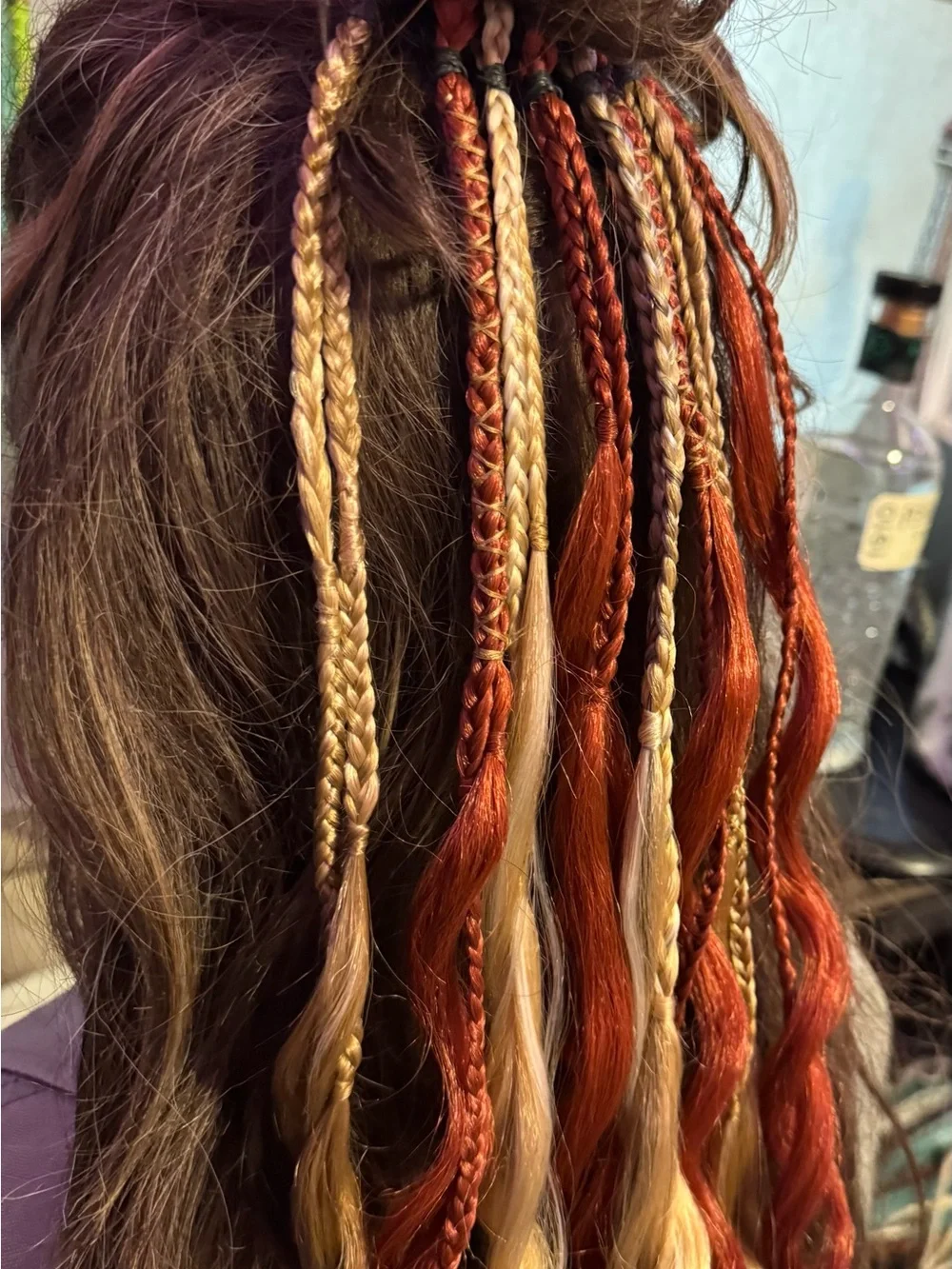 Copper Red & Blonde Braided Curly Hair Extensions - Fashion Accent